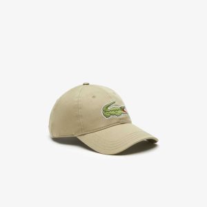 Beige Lacoste Adjustable Organic Cotton Twill Cap | SNCVPT-978