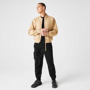 Beige Lacoste Insulated Padded Bomber Jacket | ROJUHK-961