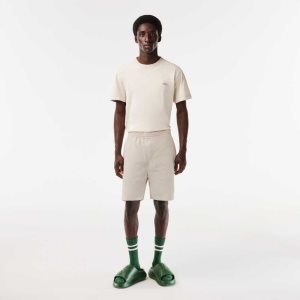 Beige Lacoste Organic Cotton Shorts | UJQVAW-357