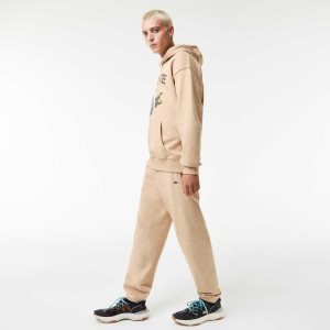 Beige Lacoste Print Trackpants | OWNCAH-012