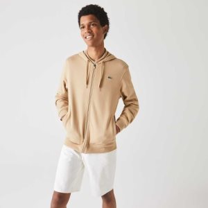 Beige Lacoste SPORT Lightweight Bi-material Hoodie | SBCXHO-641