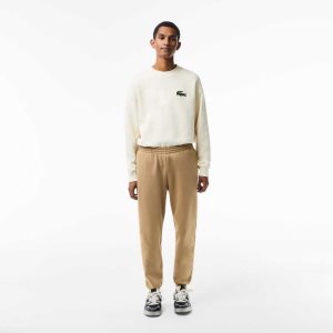 Beige Lacoste Tapered Fit Fleece Trackpants | OPZKTJ-450