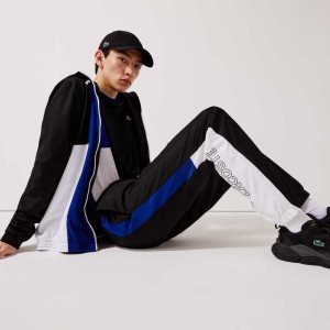 Black / Blue / White / Black Lacoste SPORT Colorblock Bands Trackpants | IGRUST-840