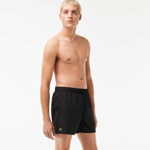 Black / Green Lacoste Light Quick-Dry Swim Shorts | XAIFET-190