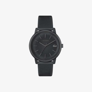 Black Lacoste 12.12 Move 3 Hands Watch Black Silicone | LKJORX-197