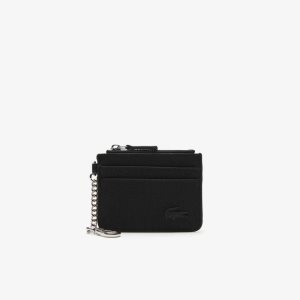 Black Lacoste 4 Slot Zipped Card Holder | YSWTOK-129