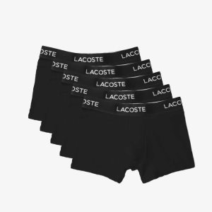 Black Lacoste 5-pack Stretch Cotton Trunks | HLCQRX-791