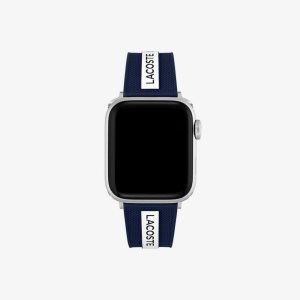 Black Lacoste Blue Silicone Apple Watch Strap | FMNSIL-021