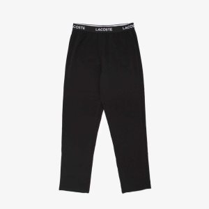 Black Lacoste Branded Waist Pajama Pants | NGFCRL-052