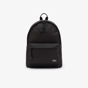 Black Lacoste Computer Compartment Backpack | WMRYCT-013