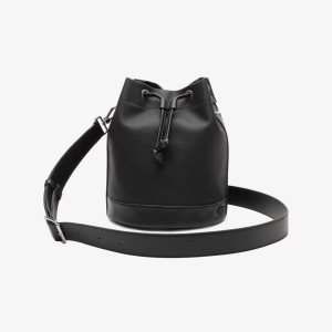 Black Lacoste Detachable Strap Bucket Bag | CBVUGW-139