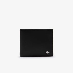 Black Lacoste Fitzgerald Leather Six Card Wallet | OFUQCY-507