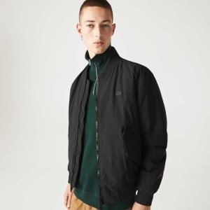 Black Lacoste Insulated Padded Bomber Jacket | ZLXUQO-359