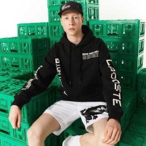 Black Lacoste LIVE x Minecraft Loose Fit Fleece Hoodie | FTOILS-035