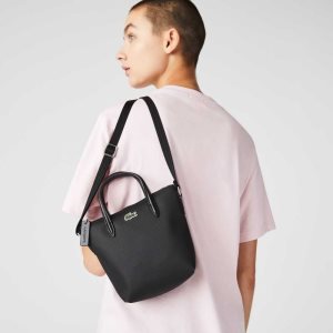 Black Lacoste L.12.12 Concept Petit Pique Coated Canvas Mini Zip Tote Bag | XWUZJD-148