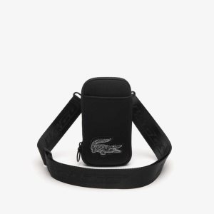 Black Lacoste Logo Strap Smartphone Holder | KJDIGA-807