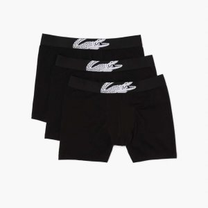 Black Lacoste Long Boxer Briefs 3-Pack | OGCJRA-369