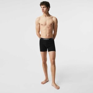 Black Lacoste Long Stretch Cotton Boxer Brief 3-Pack | OSNAUH-407