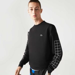 Black Lacoste Loose Fit Pique Sweatshirt | LFHGBY-381