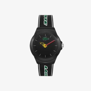 Black Lacoste Neocroc Black Silicone Strap Watch | NKIOPY-735