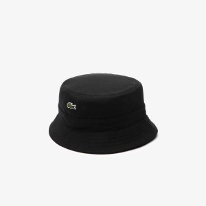 Black Lacoste Organic Cotton Bucket Hat | HBZGMS-097