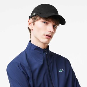 Black Lacoste Organic Cotton Twill Cap | TJFSBE-208