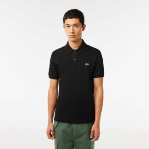 Black Lacoste Original L.12.12 Slim Fit Petit Pique Cotton Polo | YMLKXN-935