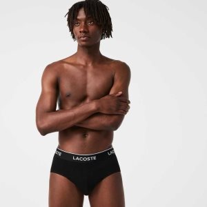 Black Lacoste Pack Of 3 Casual Briefs | WKBNPZ-485