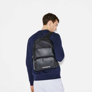 Black Lacoste Petit Pique Backpack | FLKUIM-217