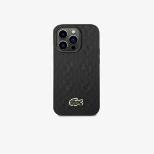 Black Lacoste Petit Pique Effect iPhone 14 Pro Max Case | QUCMOW-824