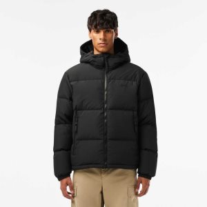 Black Lacoste Quilted Water-Repellent Jacket | ALJTQX-625