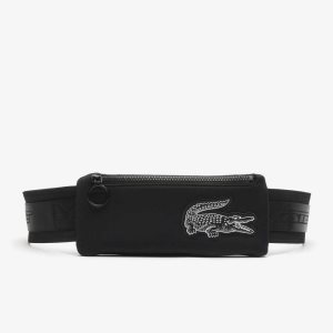 Black Lacoste Recycled Fiber Belt Bag | CUHVAR-392