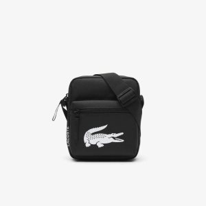 Black Lacoste Recycled Fiber Shoulder Bag | XMIHLR-345