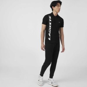 Black Lacoste Regular Fit Branded Pique Polo | AESKTH-029