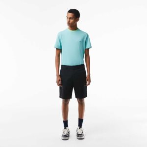 Black Lacoste Regular Fit Stretch Organic Cotton Bermuda Shorts | SMWEVB-760