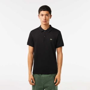 Black Lacoste Regular Fit Ultra Soft Cotton Jersey Polo | ORSXAD-128