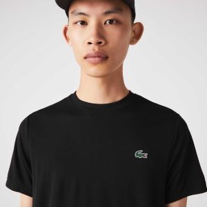 Black Lacoste SPORT Breathable Pique T-Shirt | WHNUXR-563