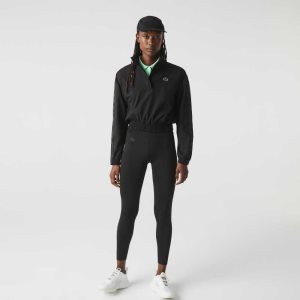 Black Lacoste SPORT Color-Block Knit Effect Leggings | KVQFLA-692