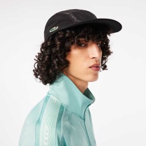 Black Lacoste SPORT Folding Peak Girolle Cap | YXGHPS-843