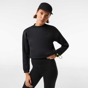 Black Lacoste SPORT Loose Fit Drawstring Sweatshirt | YZPXGH-256