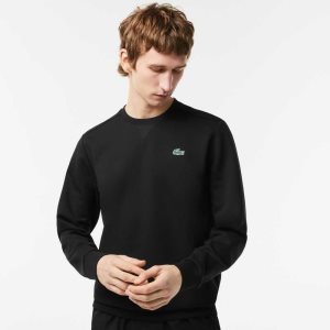 Black Lacoste SPORT Mesh Panels Sweatshirt | XVINJW-165