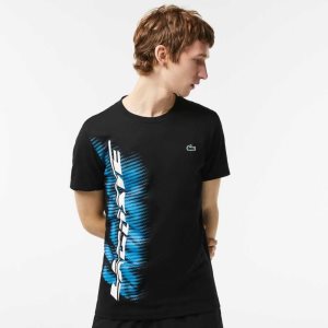 Black Lacoste SPORT Regular Fit T-Shirt with Contrast Branding | JCWLBV-408