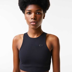 Black Lacoste Seamless Sports Bra | VSENTY-012