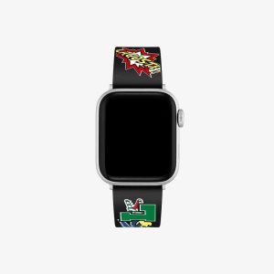 Black Lacoste Silicone Comic Print Apple Watch Strap | ETRHLK-521