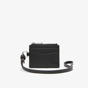 Black Lacoste Snap Hook Card Holder | XTDOHP-692