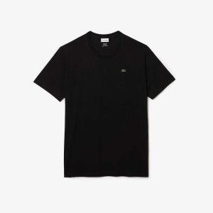 Black Lacoste Tall Fit Pima Cotton Jersey T-Shirt | XZRJYW-280