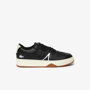 Black/Offwhite Lacoste L001 Leather Popped Heel Sneakers | GISOBN-462