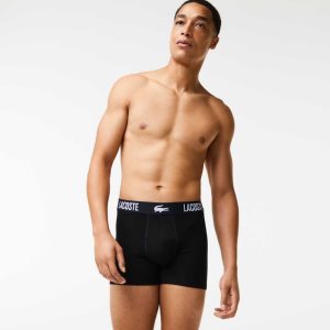 Black / Red / White Lacoste Branded Contrast Crocodile Boxer Brief 3-Pack | VCPLNZ-543