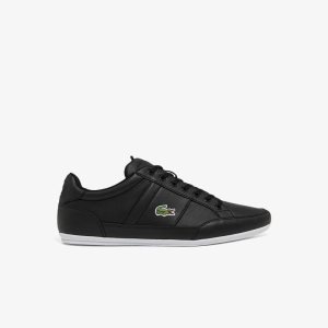 Black/White Lacoste Chaymon Leather Sneakers | GQPNSD-129