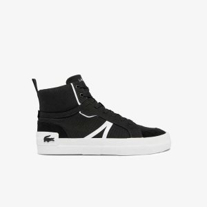 Black/White Lacoste L004 Mid Canvas Sneakers | PHBNWF-264